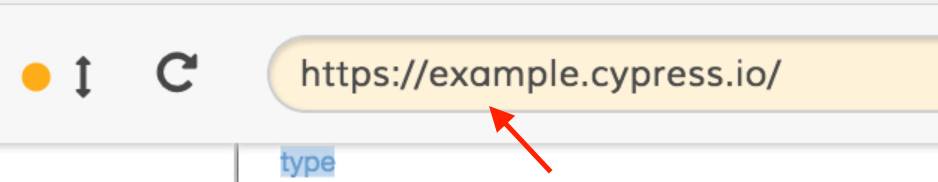 The url address bar shows https://example.cypress.io/